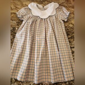 Plaid Kids Dress with White Collar